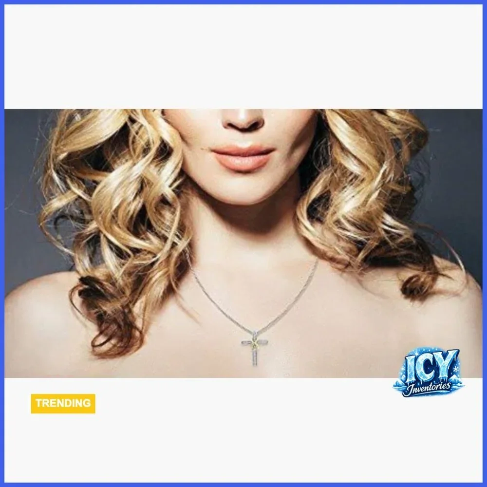 Sterling Silver Diamond Cross Necklace Infinity 1/10 CTTW 18 Inch Chain